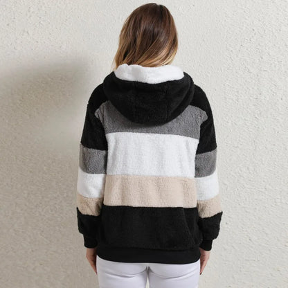 Aymana | Striped Hooded Teddy Jacket