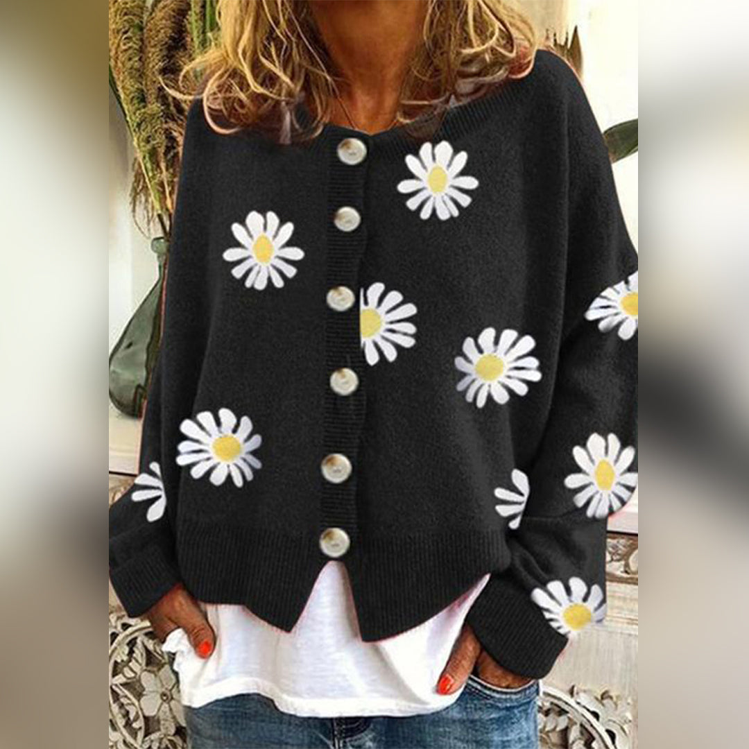 Lillian | Knitted Cardigan With Floral Pattern