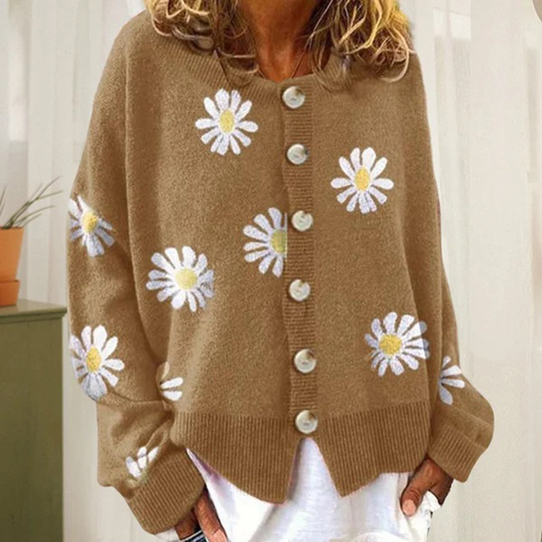 Lillian | Knitted Cardigan With Floral Pattern