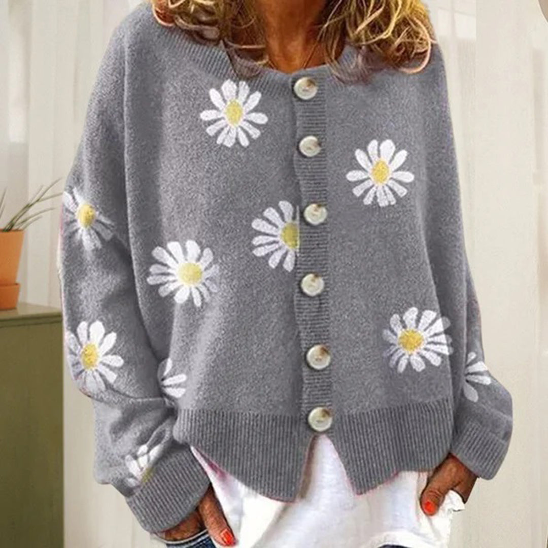 Lillian | Knitted Cardigan With Floral Pattern