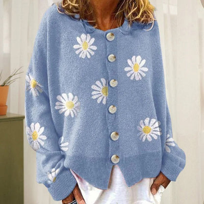 Lillian | Knitted Cardigan With Floral Pattern