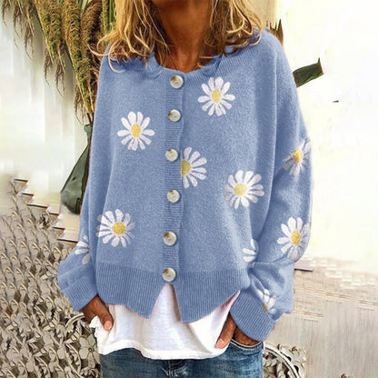 Lillian | Knitted Cardigan With Floral Pattern